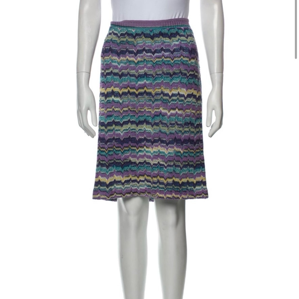 Missoni Zigzag Knit Skirt in Purple, Teal, Yellow